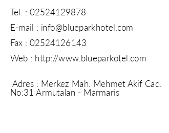 Blue Park Hotel iletiim bilgileri